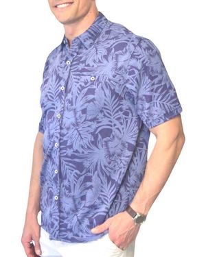Nicoby Polynosic Short Sleeve Button-Up Shirt - Blue