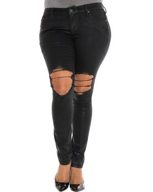 Slink Jeans Destroyed Coated Skinny Jeans - Black