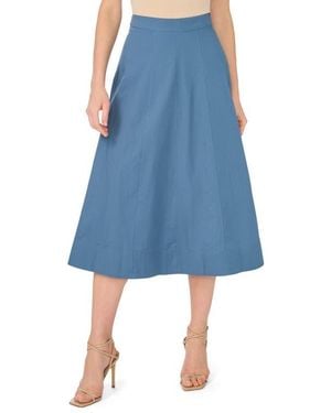 1.STATE Yoke Seam Midi Skirt - Blue