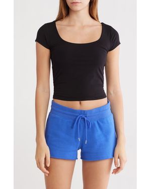 Abound Scoop Neck Cap Sleeve Crop T-Shirt - Black