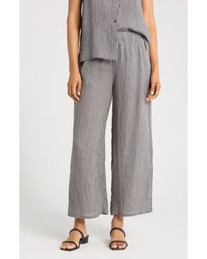 Eileen Fisher Organic Linen Ankle Wide Leg Pants - Gray