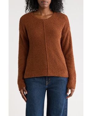Bobeau Silky Plush Step Hem Sweater - Brown