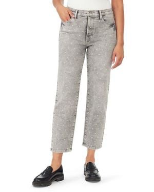 Kensie Ella Studded Ankle Straight Leg Jeans - Gray