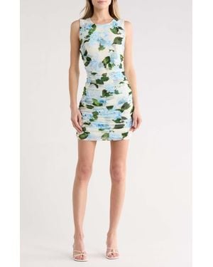 L'Agence Sallie Floral Sleeveless Mesh Minidress - Green