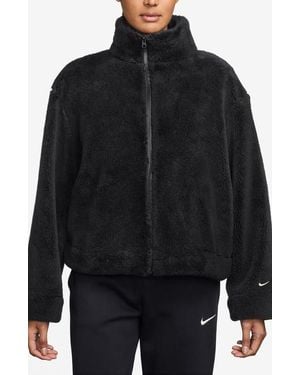 Nike Essential Faux Shearling Zip-Up Jacket - Black