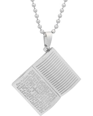 Steeltime Our Father Prayer Pendant Necklace - White