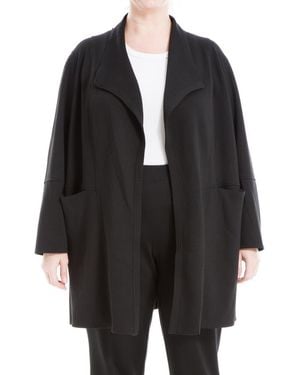 Max Studio Draped Collar Open-Front Scuba Jacket - Black