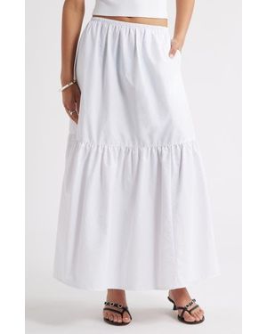 Open Edit Tiered Maxi Skirt - White
