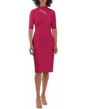 Maggy London Cutout Elbow Sleeve Sheath Dress - Red
