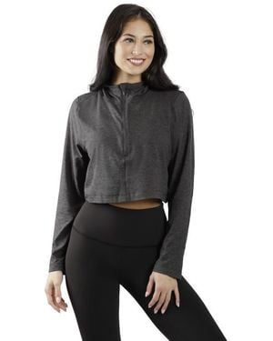 90 Degrees Half Zip Pullover Hoodie Top - Black
