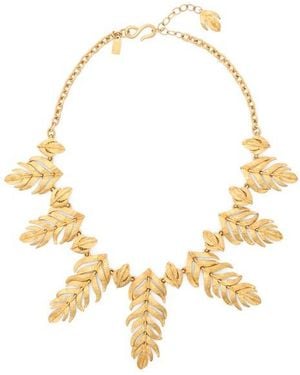 Kenneth Jay Lane Feather Frontal Necklace - Metallic