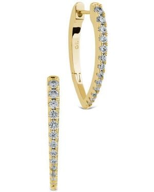 Sterling Forever Kenia Cubic Zirconia Marquise Hoop Earrings - Metallic