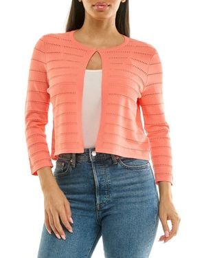 Nina Leonard Pointelle Stitch Bolero - Red
