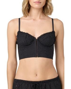 Florence By Mills Embroidered Crop Cotton Top - Black