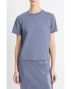 Vince Pima Cotton Crew Neck T-Shirt - Blue