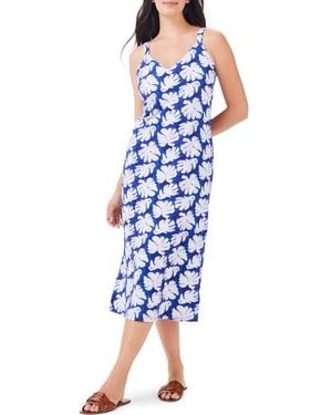 NIC+ZOE Shadow Palm Tank Midi Dress - Blue