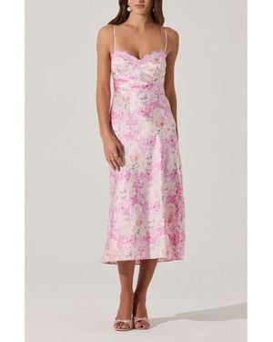 Astr Lace Trim Satin Slipdress - Pink
