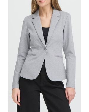 Ichi Regular Notch Lapel Ponte Blazer - Gray