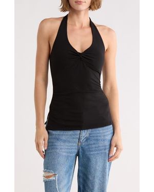 Madden Girl Ruched Halter Top - Black
