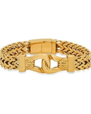 HMY Jewelry 18K Plate Stainless Steel Wheat Chain Bracelet - Metallic