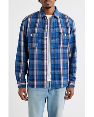 Edwin Plaid Cotton Button-Up Work Shirt - Blue