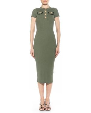 Alexia Admor Rhys Crewneck Knit Sheath Midi Dress - Green