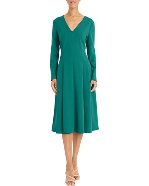 Maggy London Long Sleeve Fit & Flare Midi Dress - Green