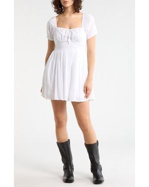 Abound Puff Sleeve Tie Front Minidress - White