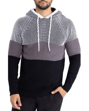Xray Jeans Drawstring Colorblock Knit Hoodie - Gray