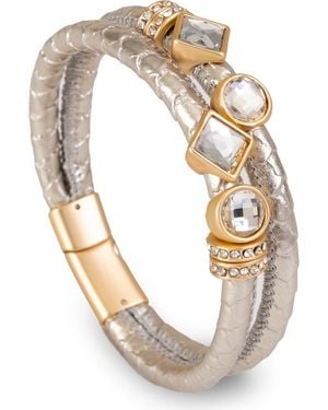Saachi Glam Accent Faux Leather Bracelet - White