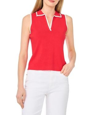 Ted Baker Piped Sleeveless Polo - Red