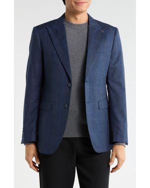 T.R. Premium Slim Fit Plaid Stretch Sport Coat - Blue