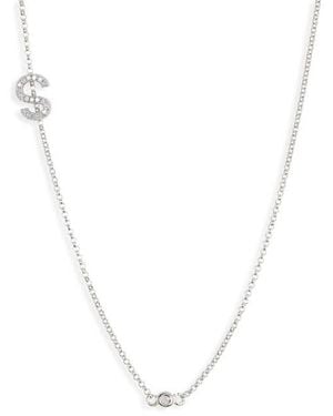 Meshmerise Bezel Diamond Initial Chain Necklace - White