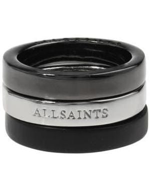 AllSaints Set Of 3 Band Stacking Rings - Black