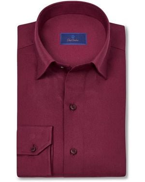 David Donahue Casual Long Sleeve Cotton Button-Up Shirt - Purple