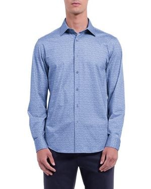 Bugatchi James Ooohcotton Cocktail Print Button-Up Shirt - Blue