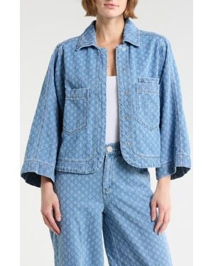 Democracy Picked Jacquard Denim Jacket - Blue
