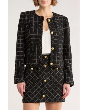 Ted Baker Viv Crewneck Tweed Crop Jacket - Black