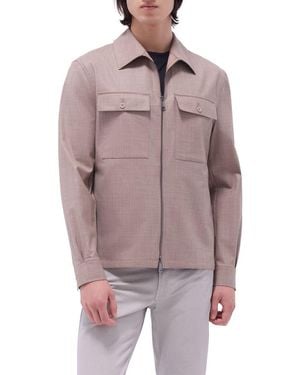 Bugatchi Stretch Wool Zip Shirt Jacket - Brown