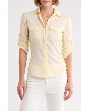 James Perse Three-Quarter Sleeve Button-Up Shirt - Natural