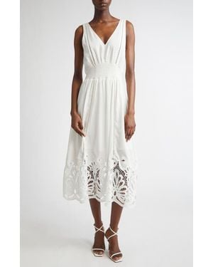 Ramy Brook Lucy Embroidery Detail Cotton Blend Dress - White
