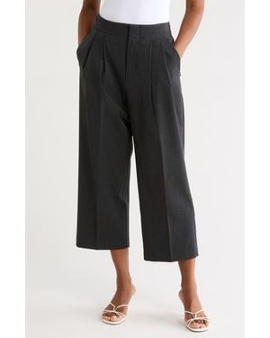 GOOD AMERICAN Essential Suiting Pleated Crop Pants - Black