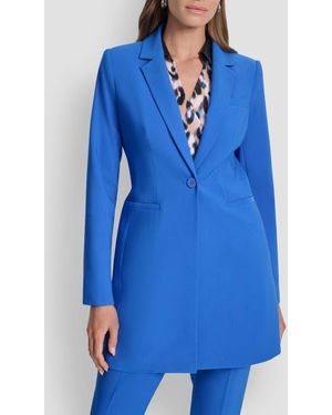 DKNY One Button Longline Blazer - Blue
