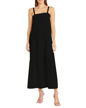 Donna Morgan Tiered Stretch Cotton Maxi Sundress - Black
