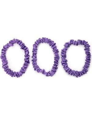 BLISSY 3-Pack Skinny Silk Scrunchies - Purple