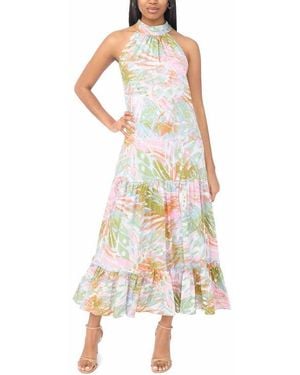 Msk Sleeveless Halter Midi Dress - White