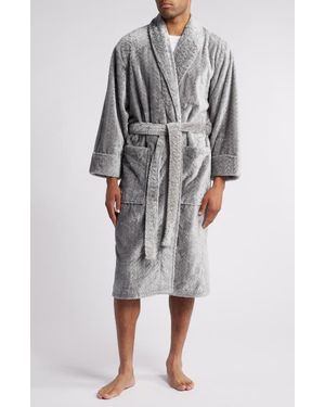 Daniel Buchler Mosaic Texture Fleece Robe - Gray