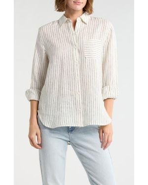 Rag & Bone Max Stripe Linen Button-Up Shirt - White