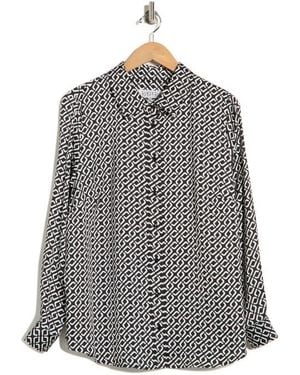 Kasper Long Sleeve Button-Up Shirt - Gray