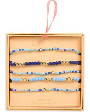 Leith Set Of 5 Beaded Stretch Bracelets - Natural